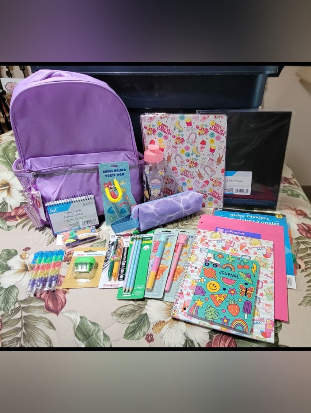 815-Deal Worthy-  Lavender Backpack &School Supplies
